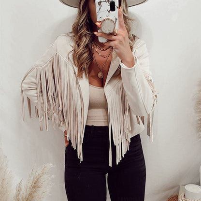 Women's Fringed Jacket – White