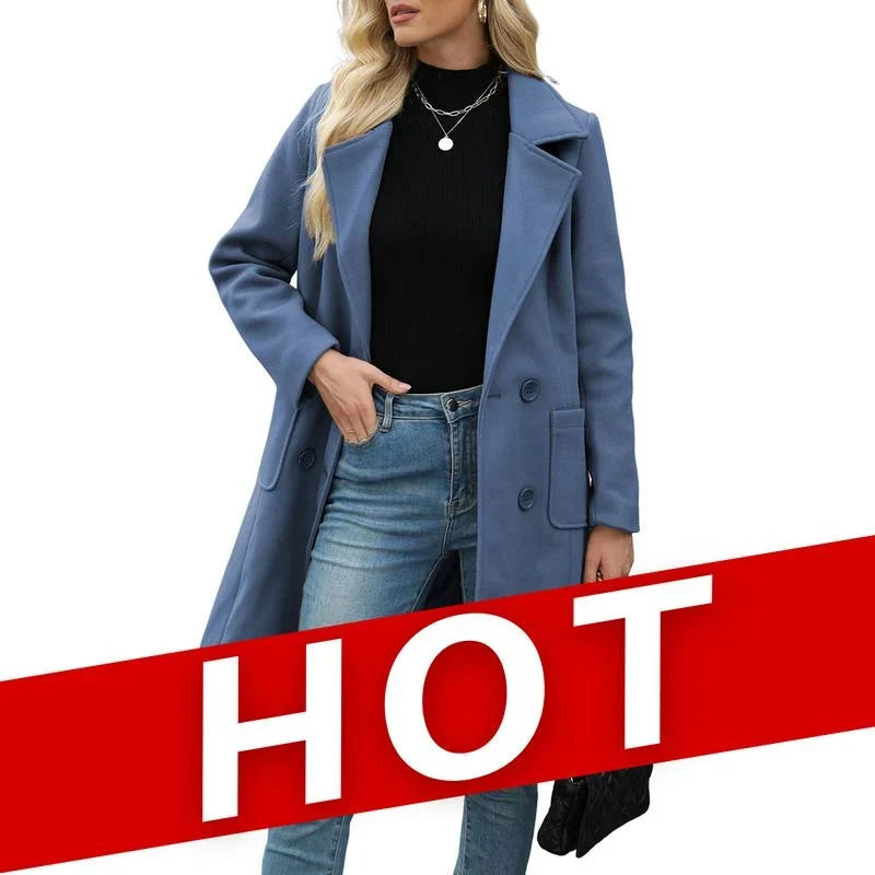 Double-breasted notch-lapel coat - Blue