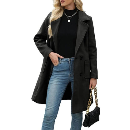 Double-breasted notch-lapel coat - Black