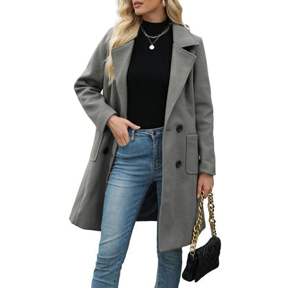 Double-breasted notch-lapel coat - Gray