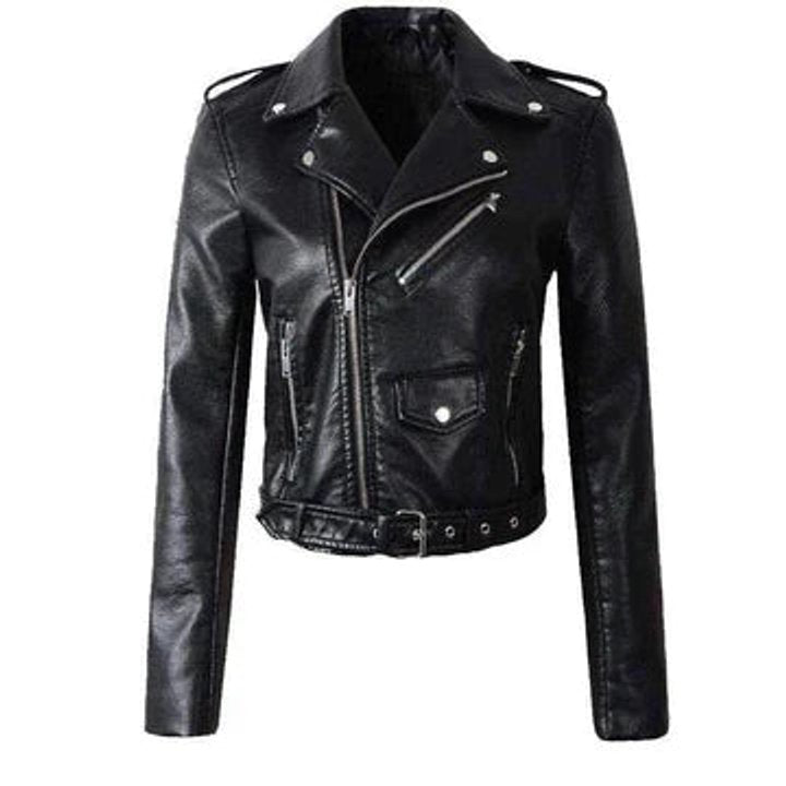 Women's Cropped Moto Jacket – Black