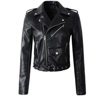 Women's Cropped Moto Jacket – Black