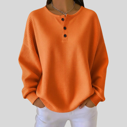 Women's Waffle Knit Henley Sweater