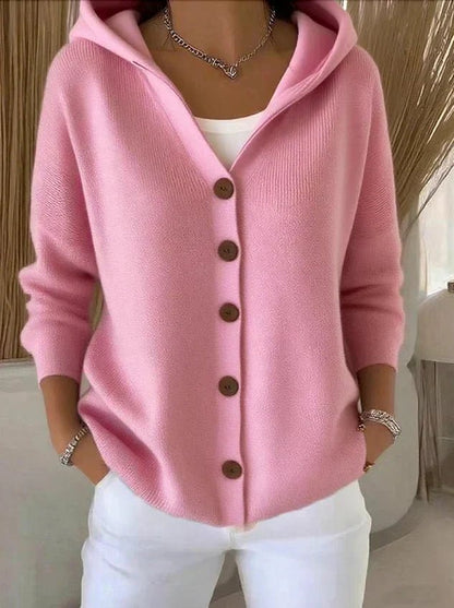 Women's Hooded Knit Cardigan – Pink