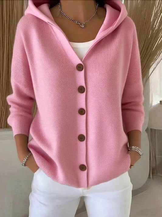 Women's Hooded Knit Cardigan – Pink