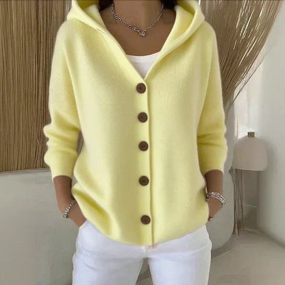 Women's Hooded Knit Cardigan – Yellow