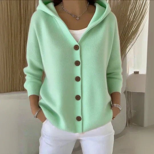 Women's Hooded Knit Cardigan – Green