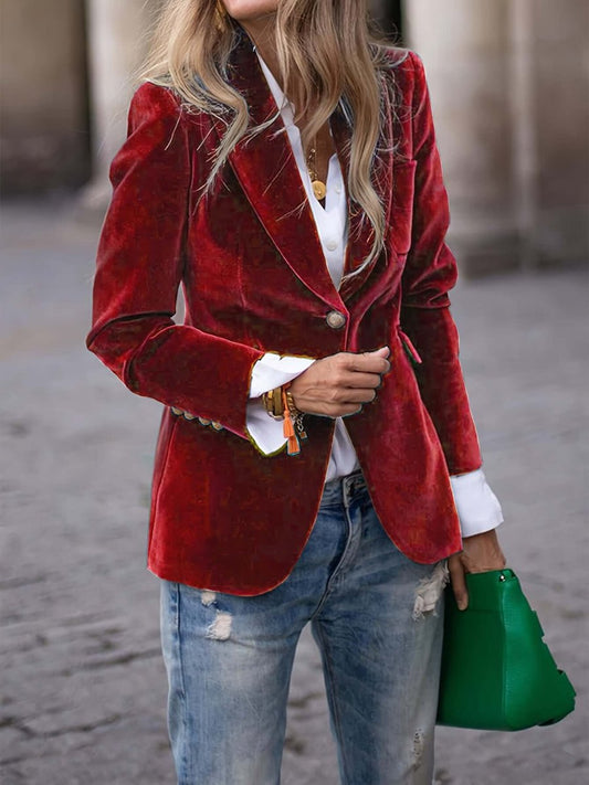 Women's Velvet Blazer Vest – Dark Red