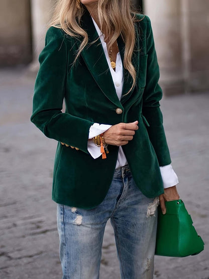 Women's Velvet Blazer Vest – Dark Green