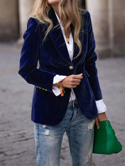 Women's Velvet Blazer Vest – Navy Blue